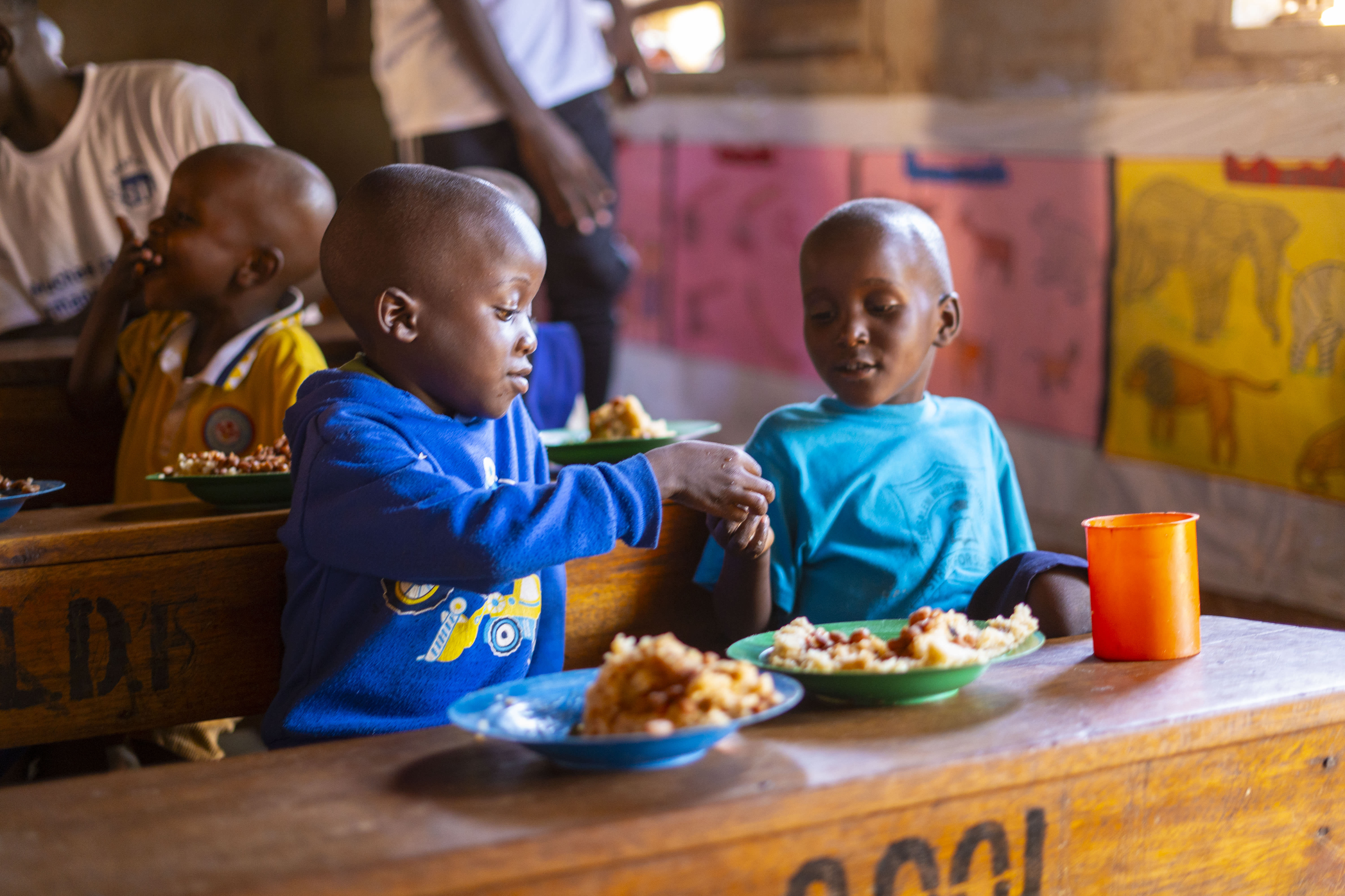 Children eating a meal